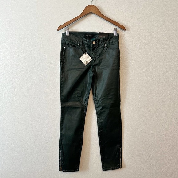 WHBM x Saint Honore Spruce Green Coated Skinny Jean Zip Ankle Women’s Si… - Picture 5 of 12